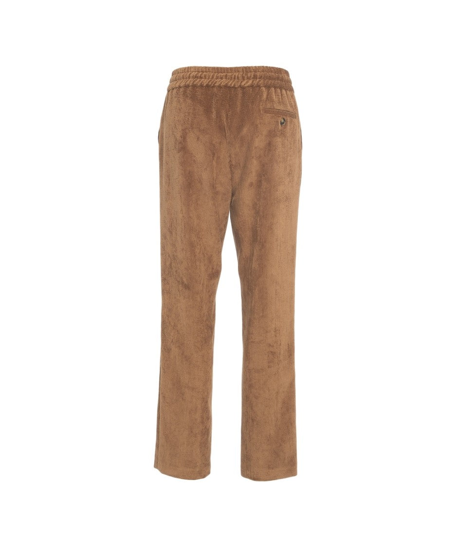Gender Brown Corduroy Trousers With Drawstring Waist