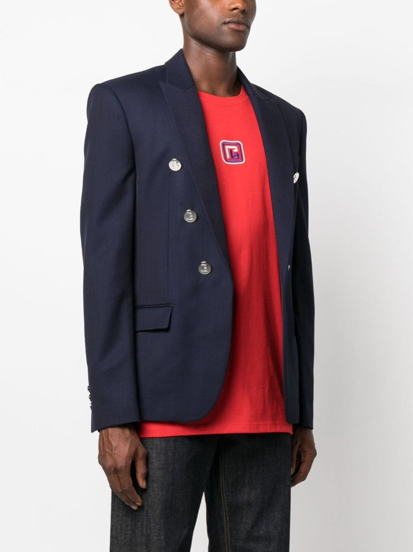 Balmain Embossed-Button Double-Breasted Blazer