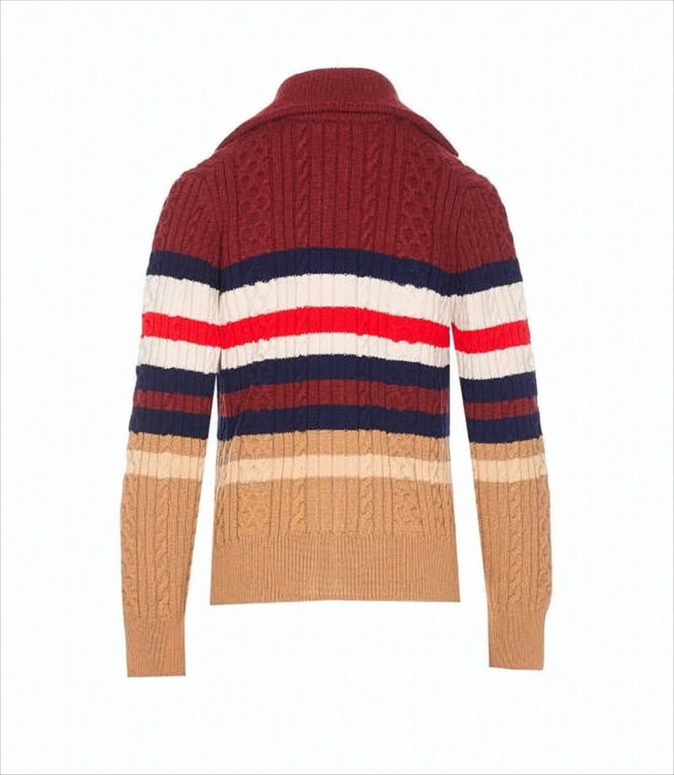 Maison Kitsuné Cable Knit Cardigan With Color-Block Design