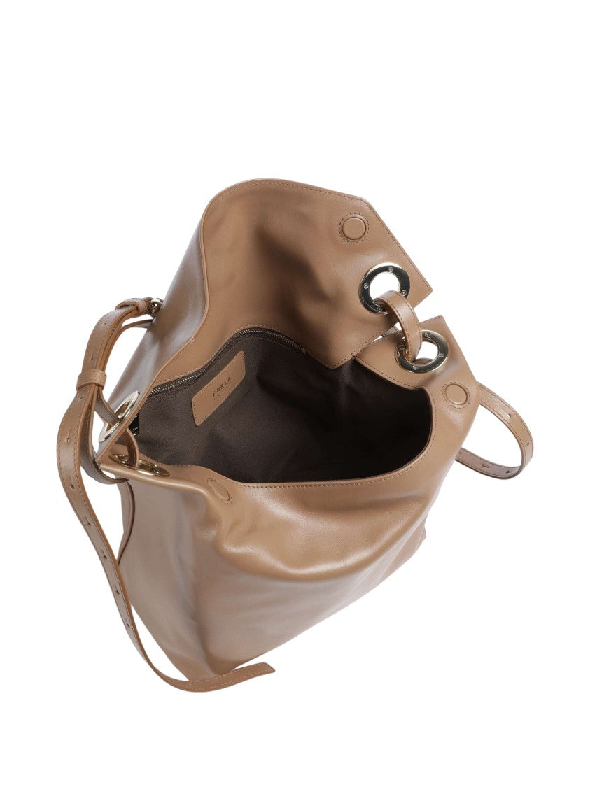 Furla Slouchy Shoulder Bag With Magnetic Clasp And Gold-Tone Fittings