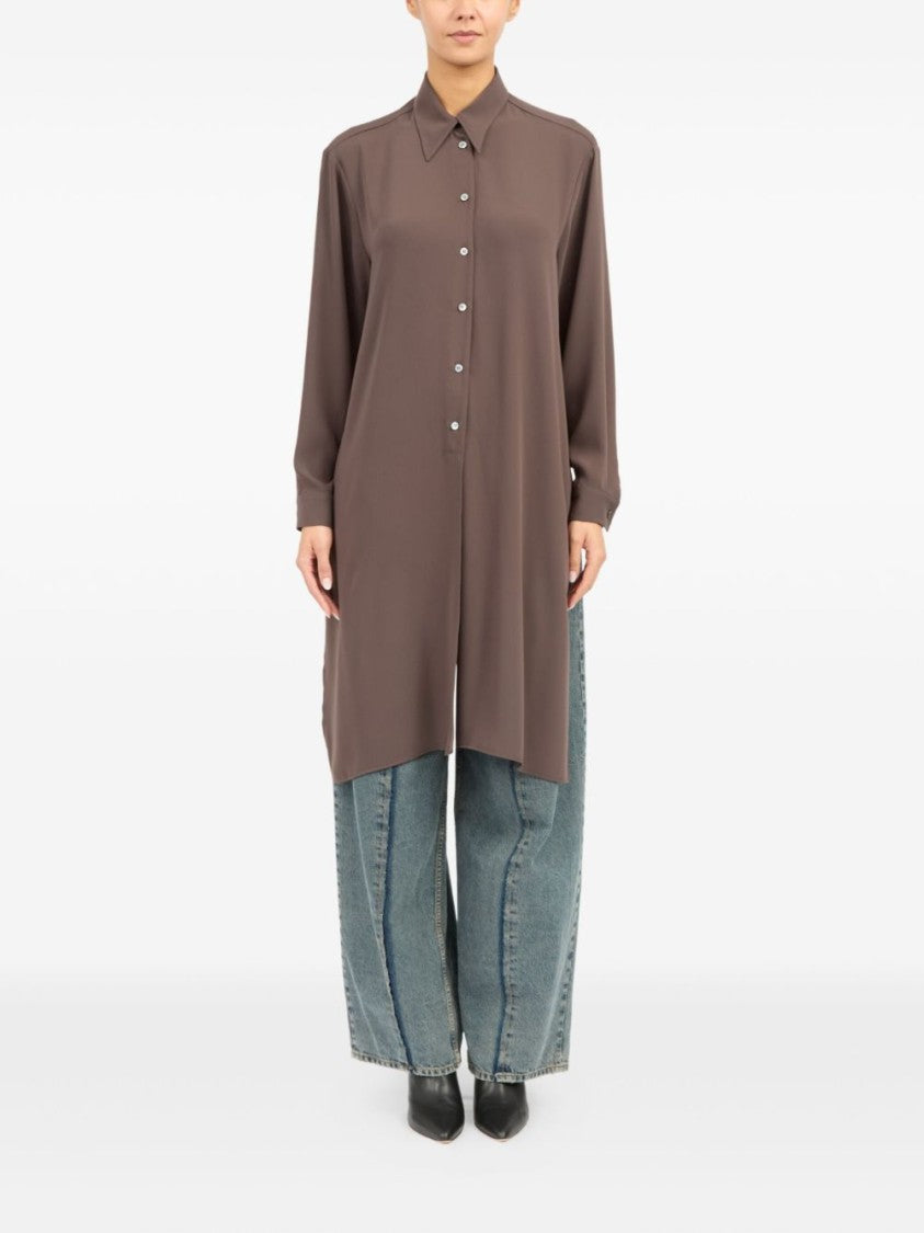 Mm6 By Maison Margiela Brown Shirt With Tie-Front Detail