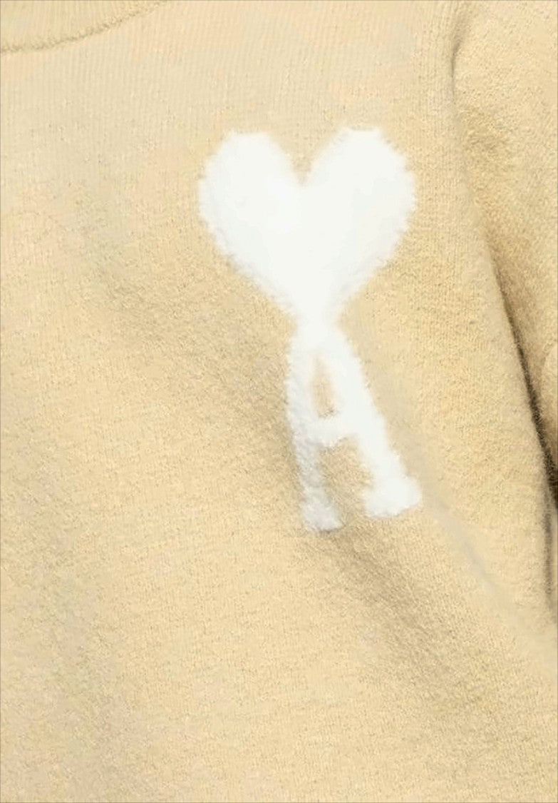 Ami Paris Soft Alpaca Blend Sweater With Heart Logo