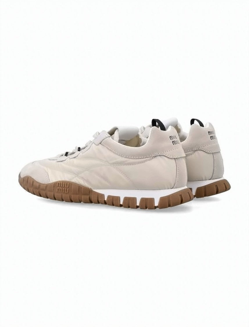 Miu Miu Technical Polyamide And Suede Sneakers With Contrasting Rubber Sole