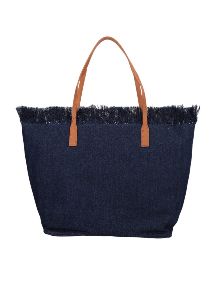 Mc2 Saint Barth Deep Indigo Frayed Top Tote Bag