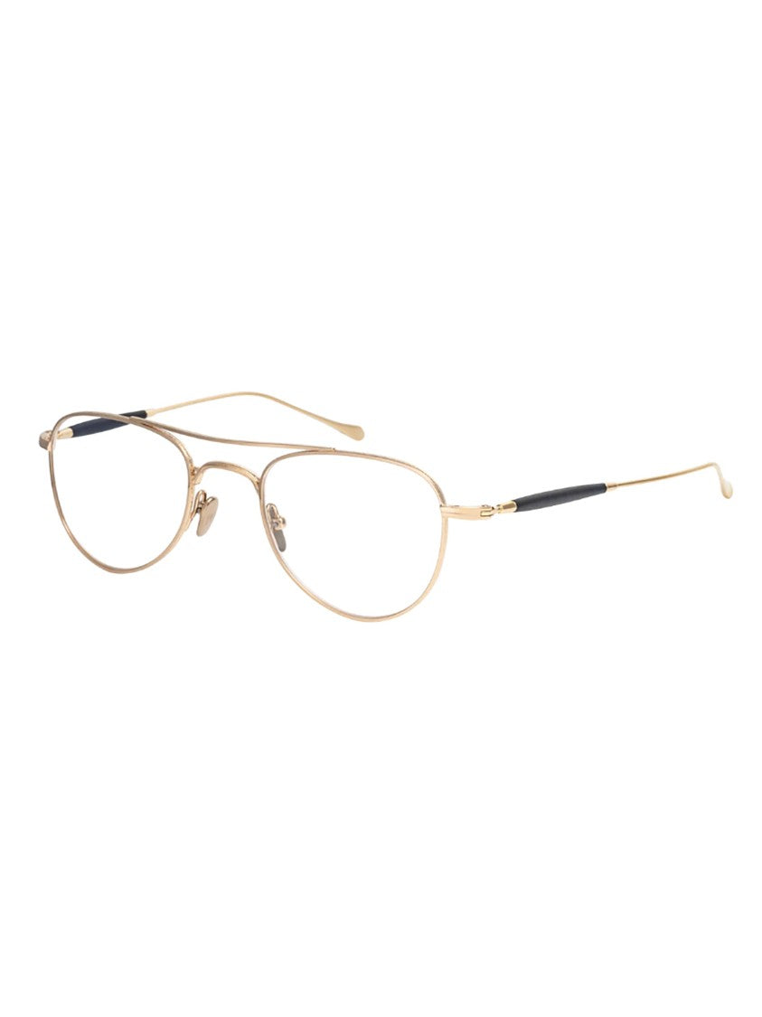 Masunaga Gold-Toned Titanium Oval Sunglasses With Minimalist Design