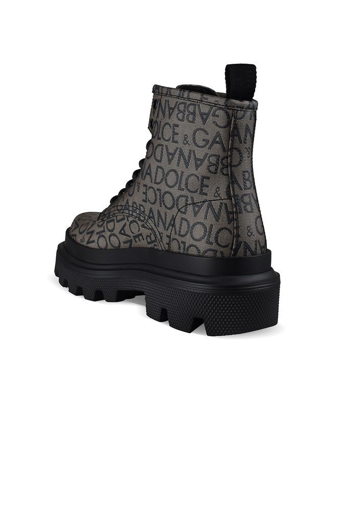 Dolce & Gabbana Beige Brown Canvas Booties