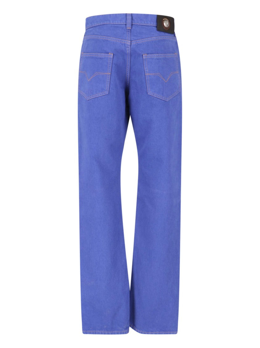 Versace Blue Straight-Leg Medusa Denim Jeans