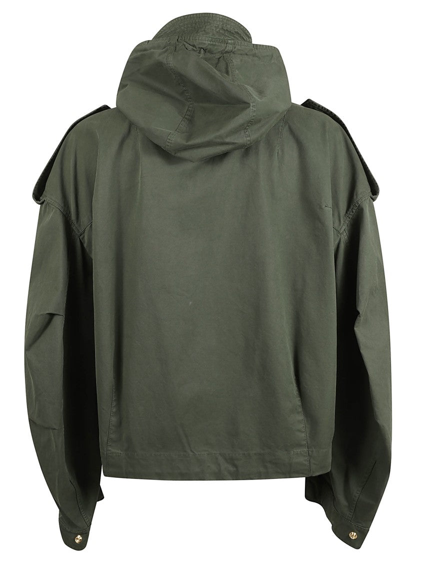 Alexander Mcqueen Relaxed-Fit Green Cotton Coat With Hood