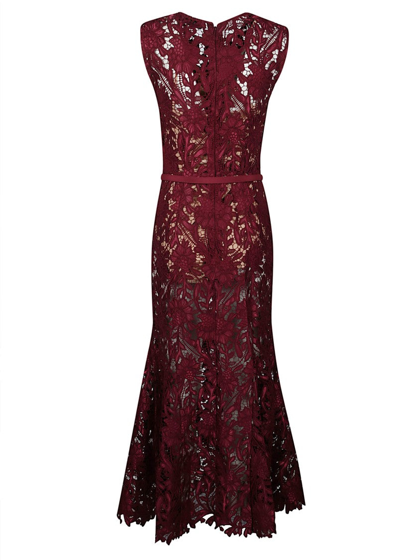 Self-Portrait Guipure Lace Fitted Midi Dress