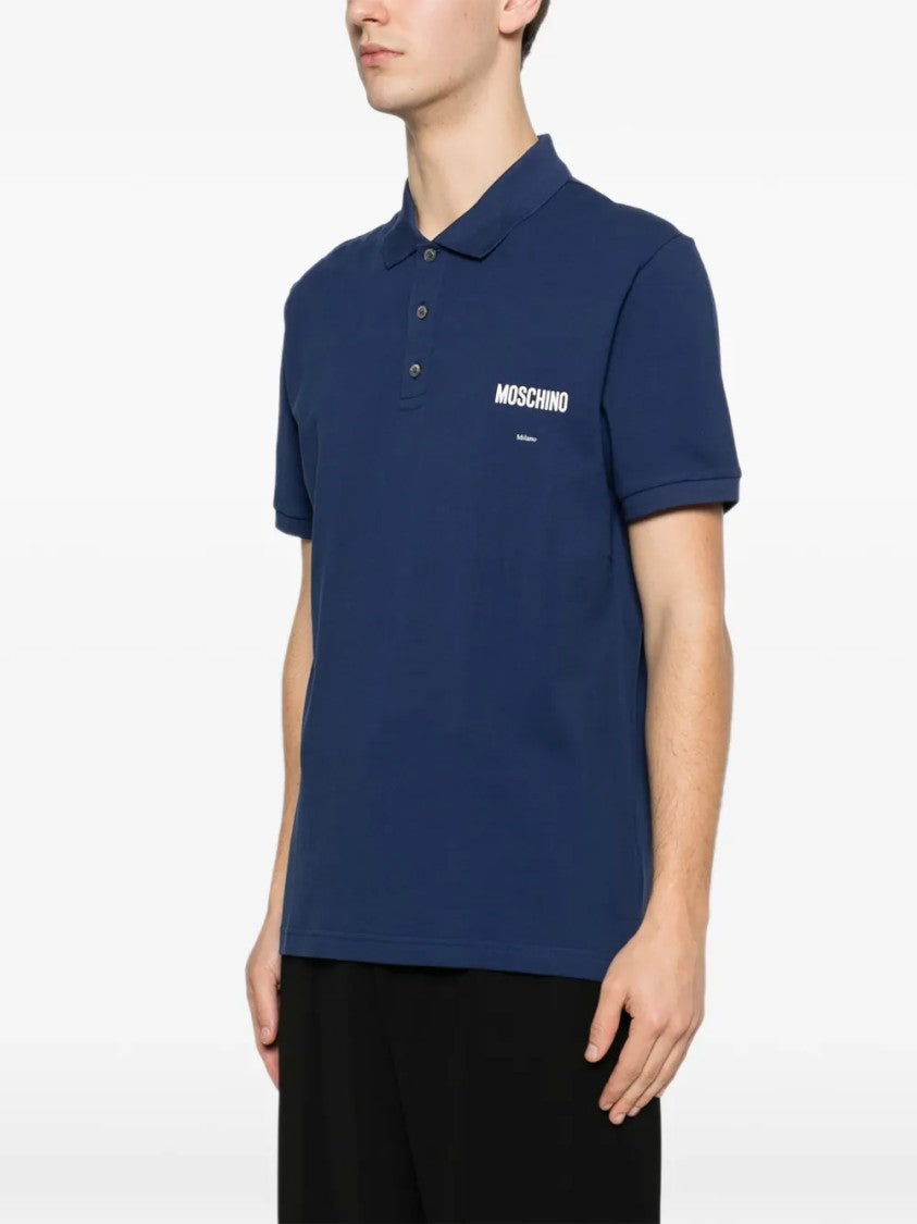 Moschino Relaxed-Fit Polo Shirt With Ribbed Details And Logo Accents