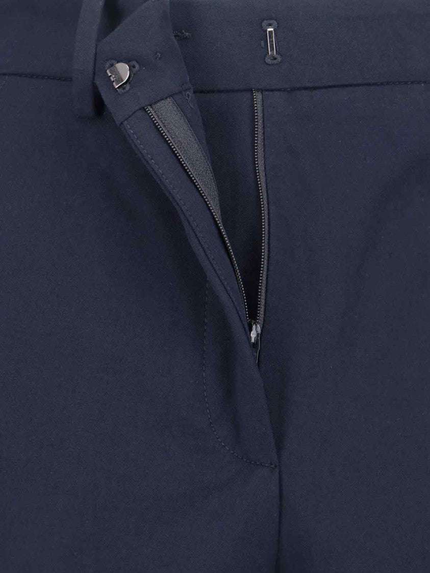Incotex Navy Cotton Pants With Mid-Rise Waist