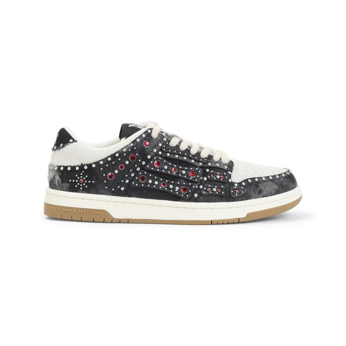 Amiri Textured Black Low-Top Sneakers With Studded Detailing
