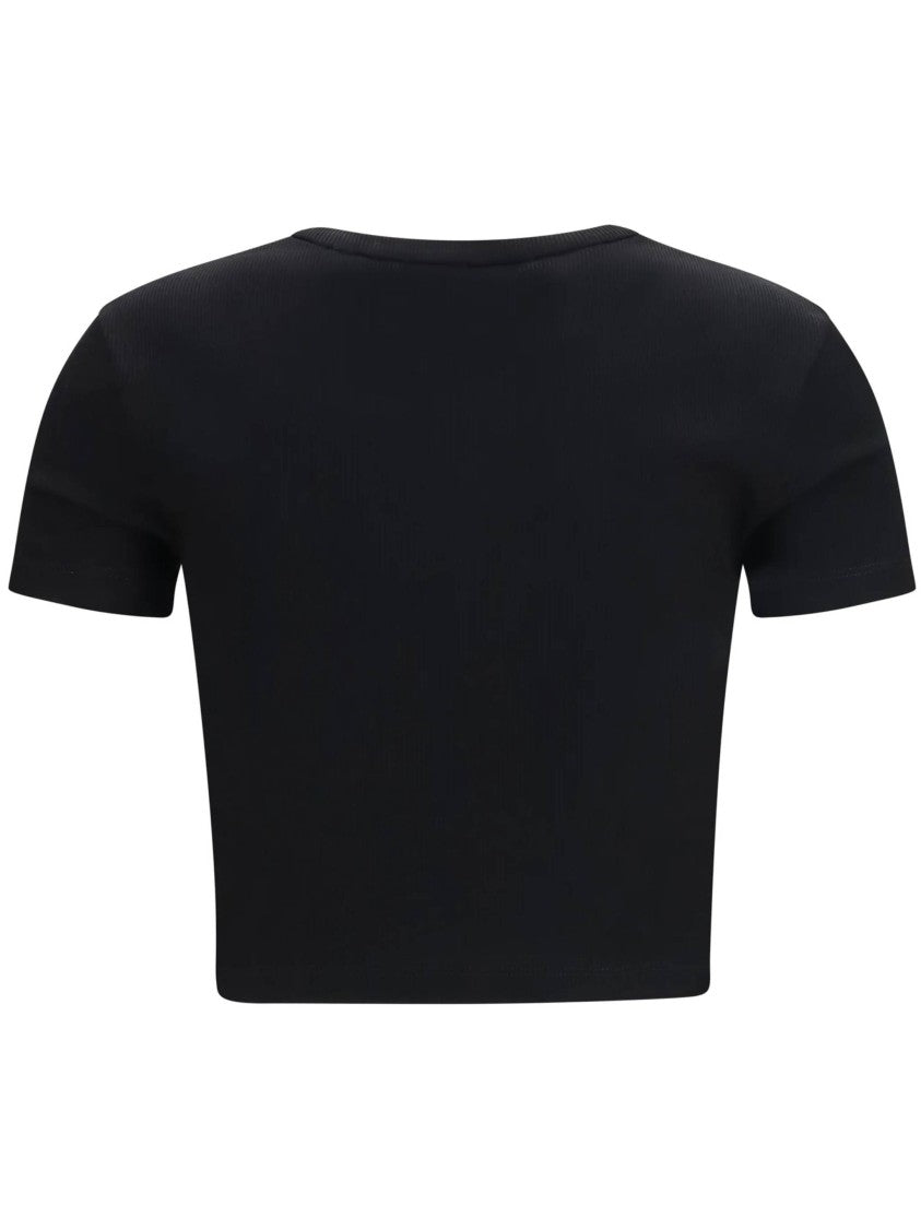 Fendi Short Sleeve Cropped Top Leather Patch