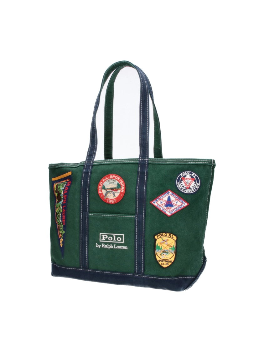 Polo Ralph Lauren Green Logo Canvas Zip Tote Bag