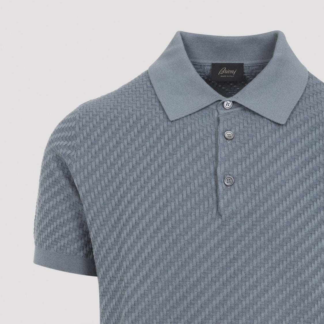 Brioni Blue Cotton Blend Polo Shirt