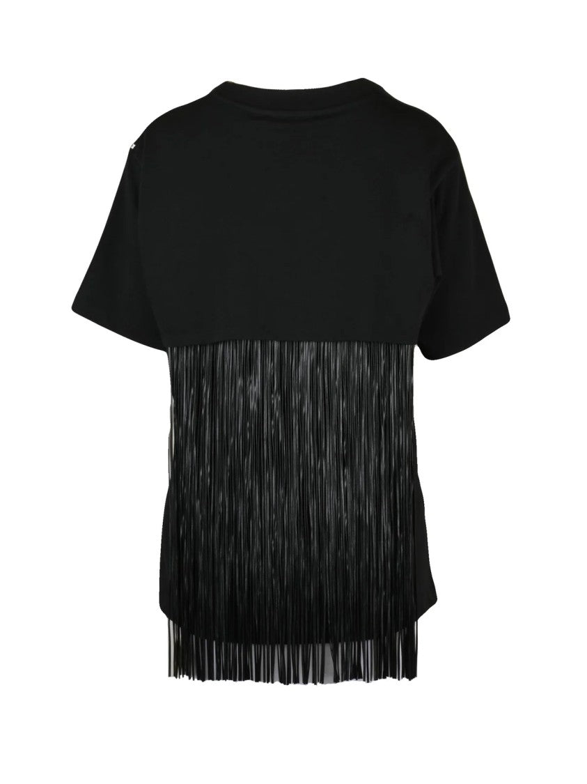 Sportmax Black Cotton Fringe T-Shirt