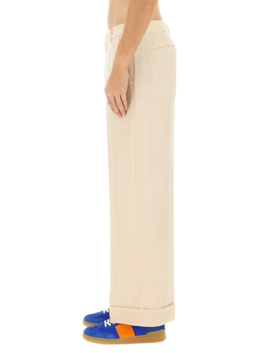 Valentino High-Waisted Wool Pants With Classic Pleat Design