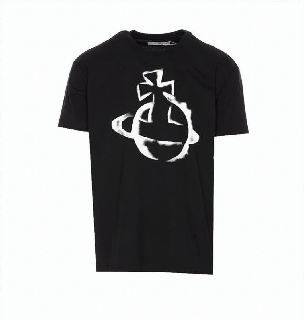 Vivienne Westwood Bold Graphic Black Cotton T-Shirt With Crew Neckline