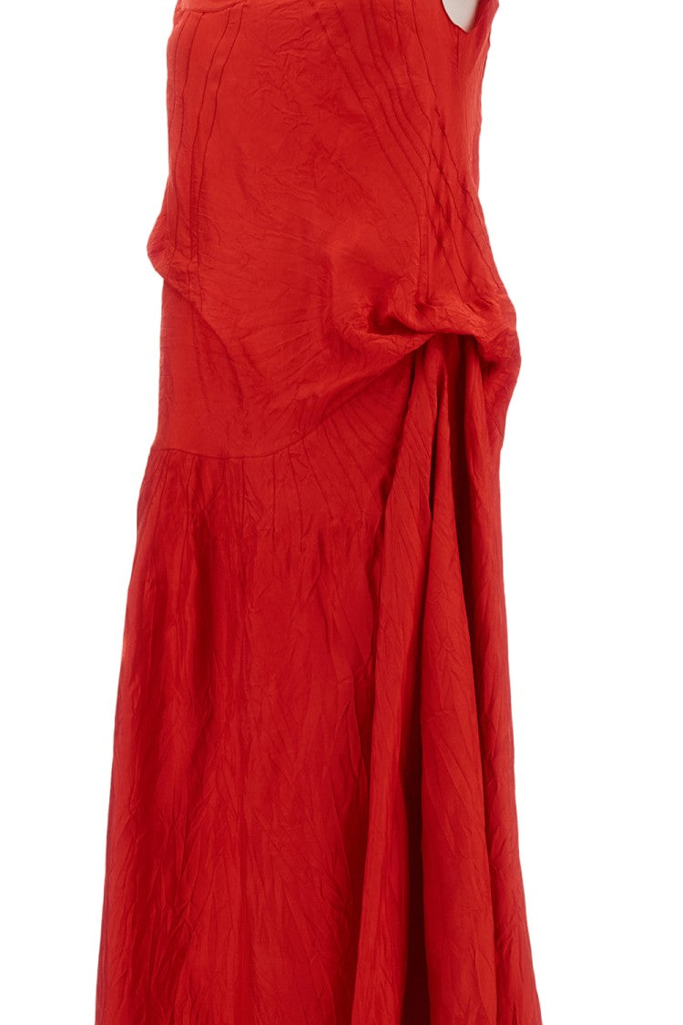 Plan C Asymmetrical Maxi Dress In Vibrant Fire Red