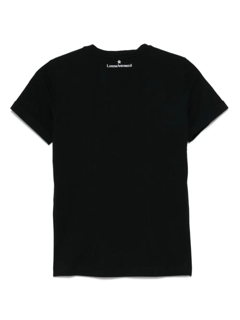 Lorena Antoniazzi Black Star-Appliqué T-Shirt