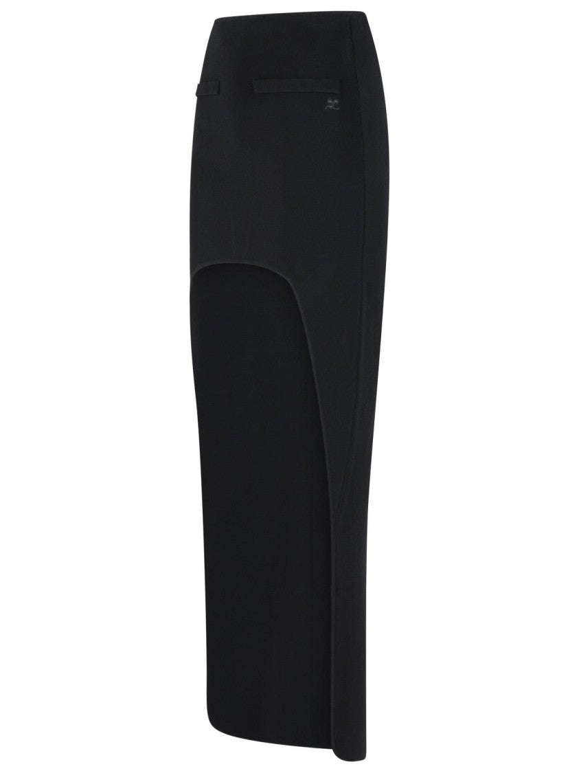 Courrèges Long Skirt In Black Viscose Blend