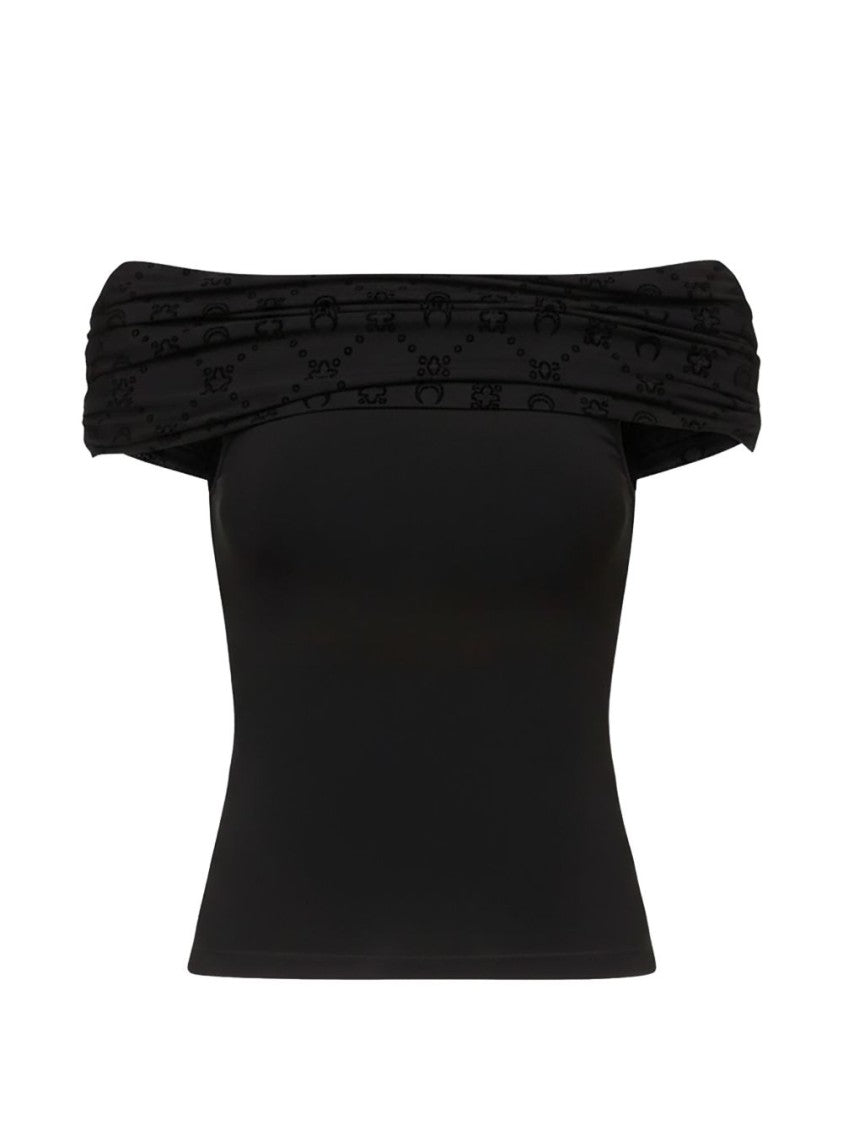 Marine Serre Draped Off-Shoulder Blouse