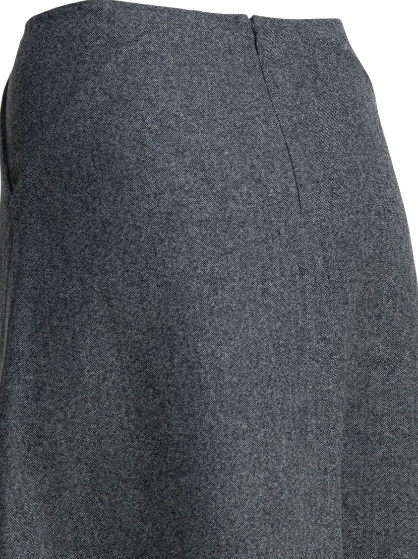 R2w Knee-Length Grey A-Line Skirt With Herringbone Pattern