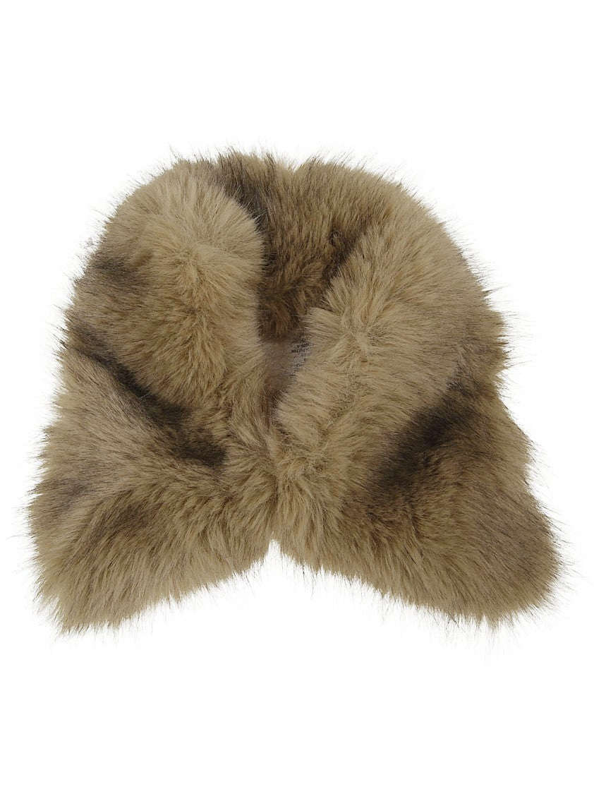 Stand Studio Plush Faux Fur Scarf With Natural Nude Tones