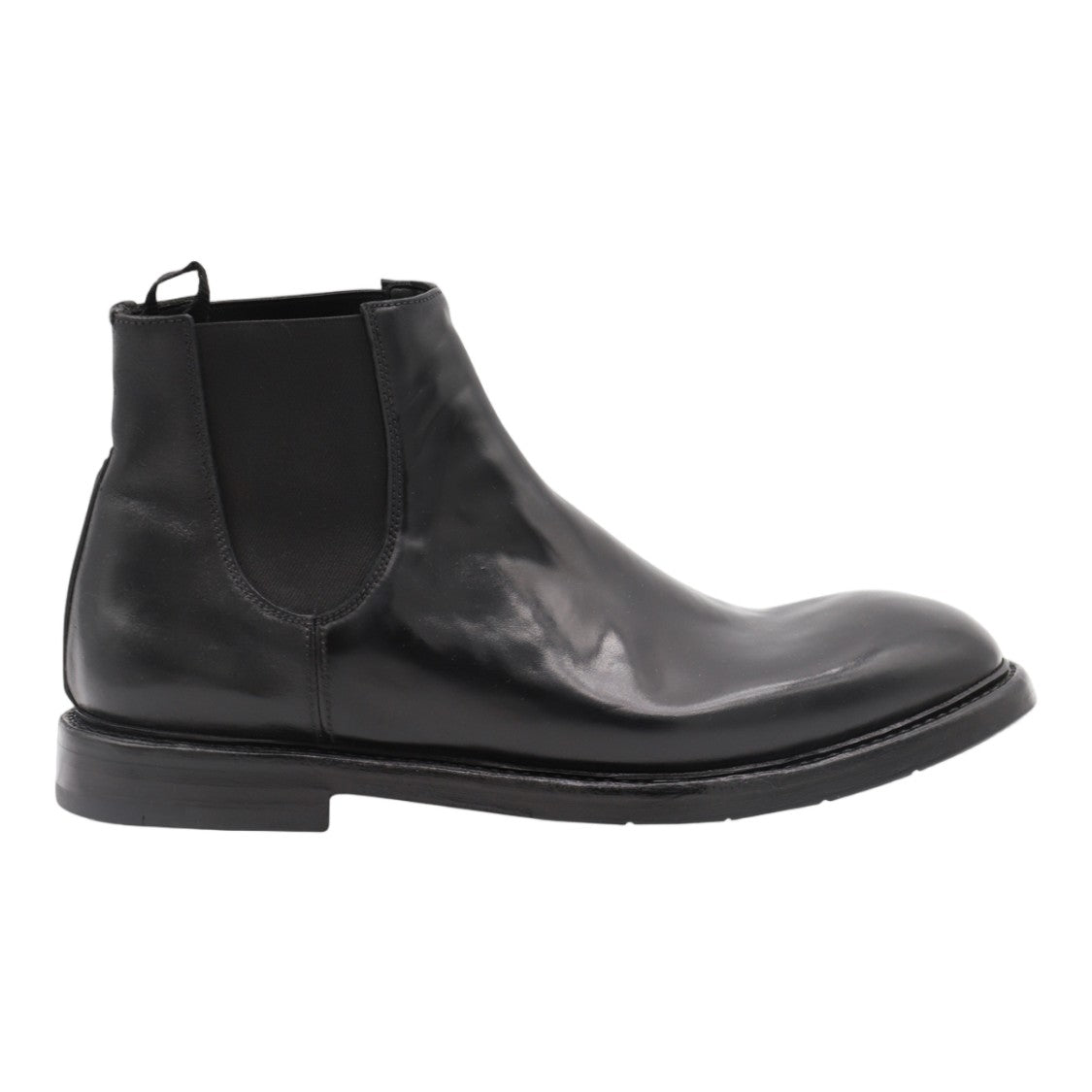 Premiata Polished Black Leather Boots With Slip-On Design
