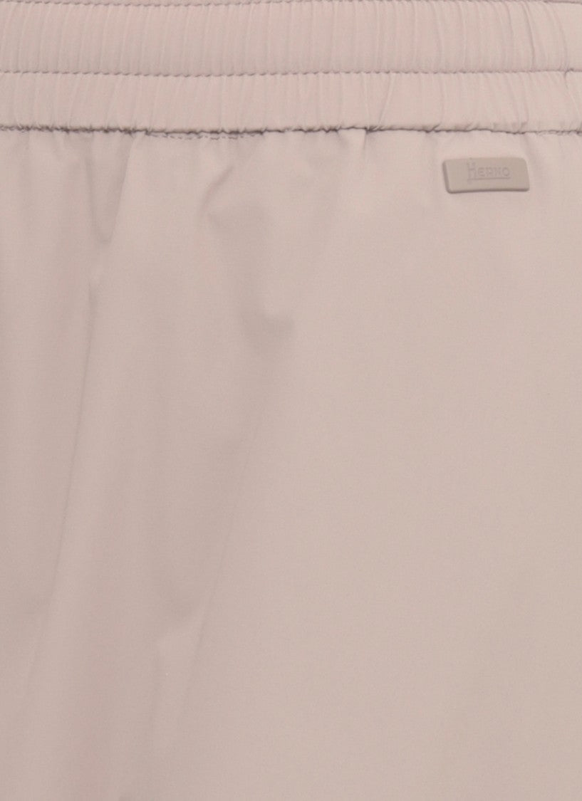 Herno Flared Beige Skirt With Adjustable Drawstrings And Side Pockets