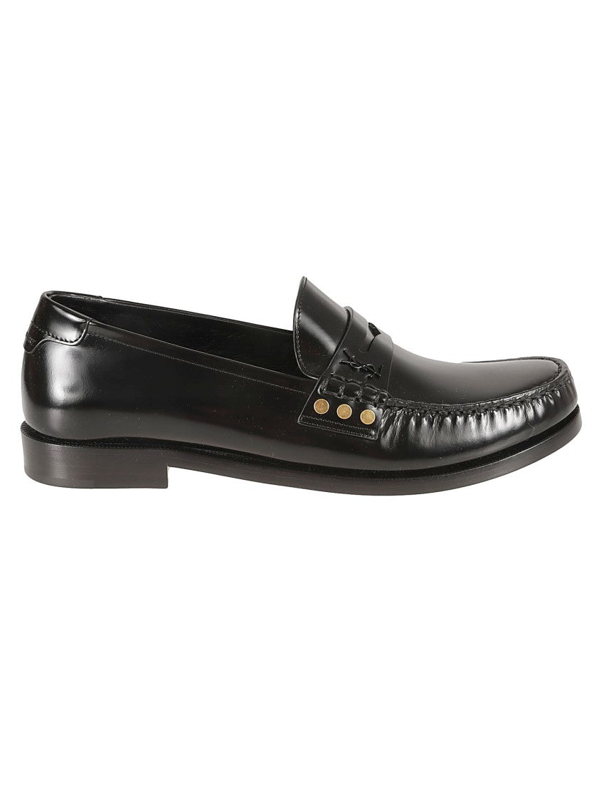 Saint Laurent Polished Calf Leather Loafers