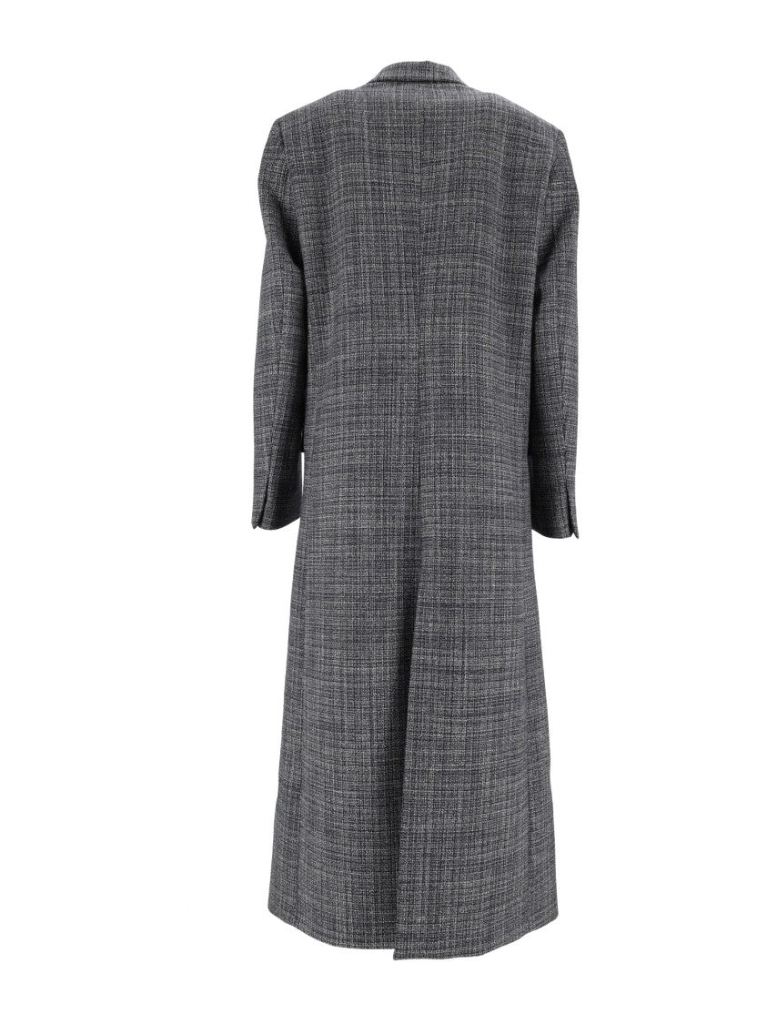 Fabiana Filippi Night Blue Double-Breasted Long Wool Coat