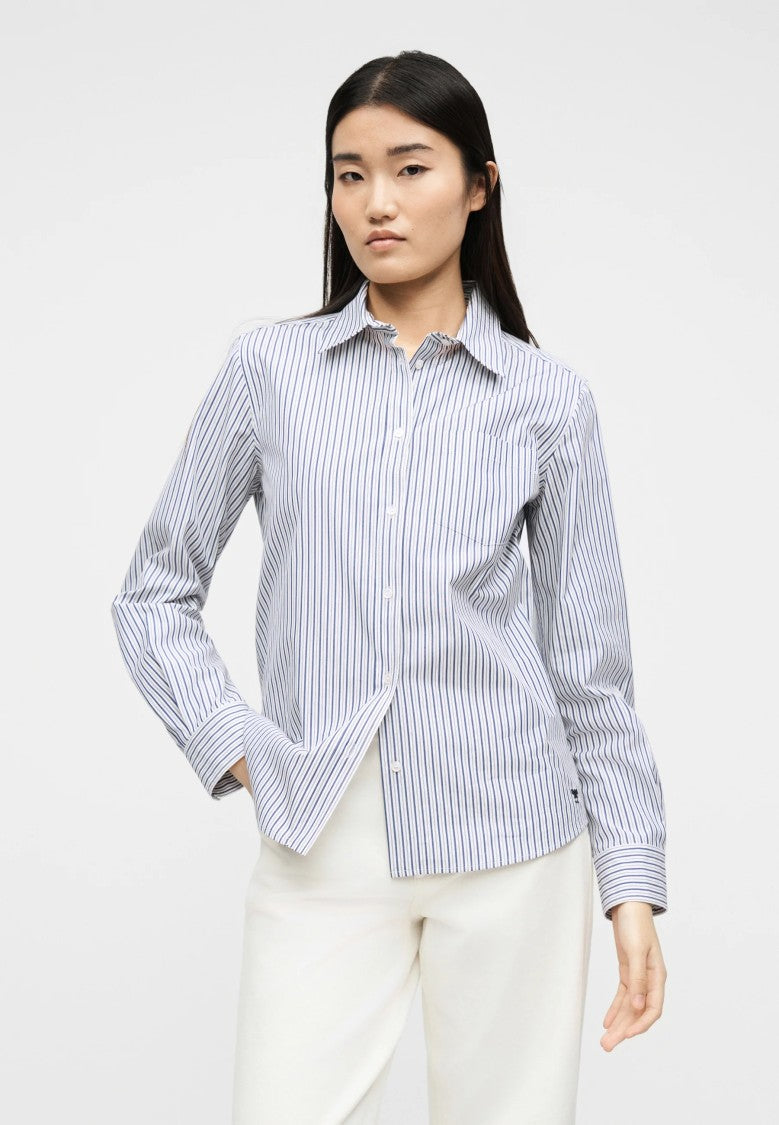 Max Mara Blue Striped Cotton Blend Shirt