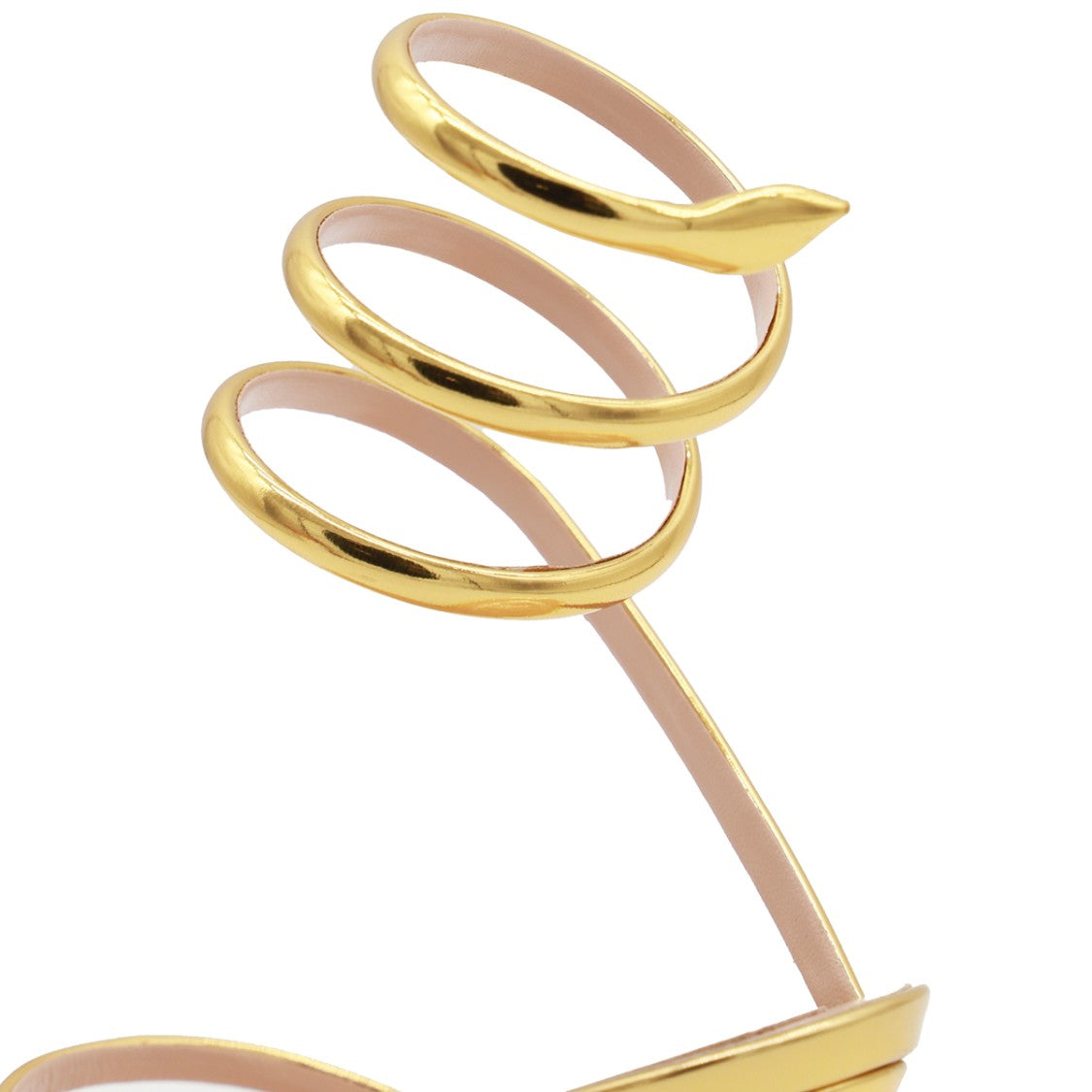 René Caovilla Gold Leather Stiletto Sandals