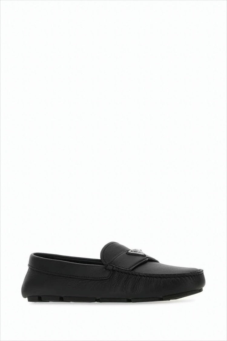 Prada Smooth Leather Loafer With Rounded Toe And Subtle Strap
