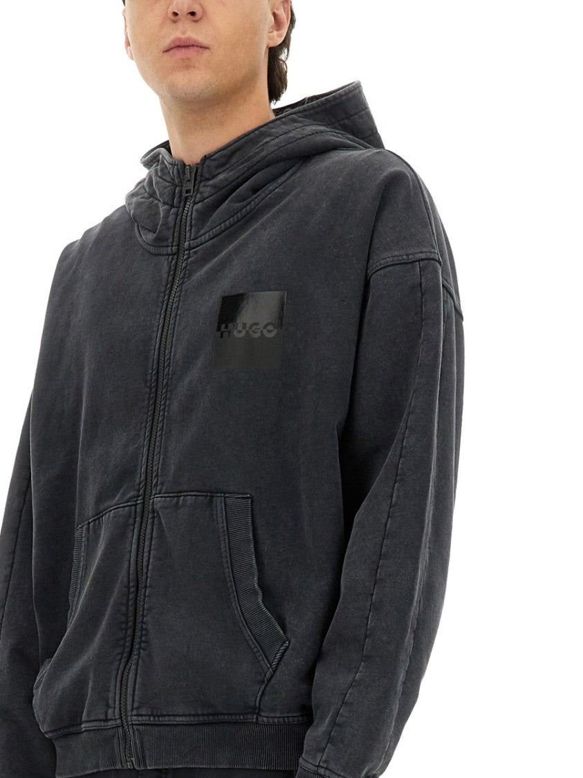 Hugo Full-Zip Hoodie With Relaxed Fit And Tonal Stitching