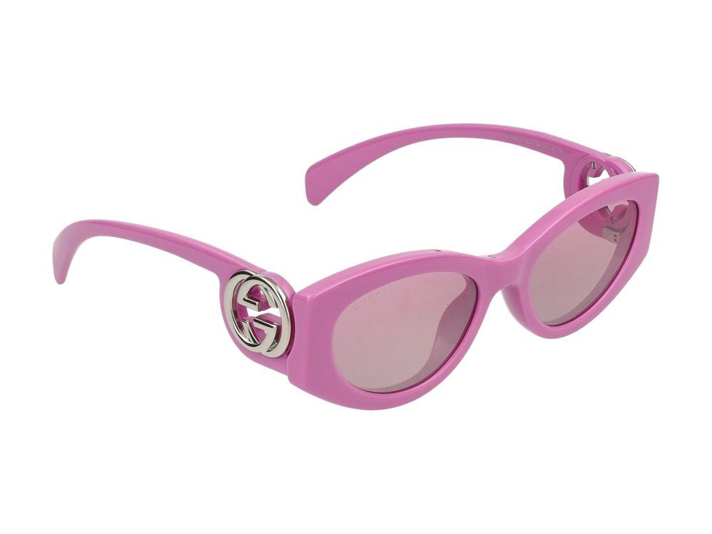 Gucci Pink Logo Detail Oversized Cat-Eye Sunglasses