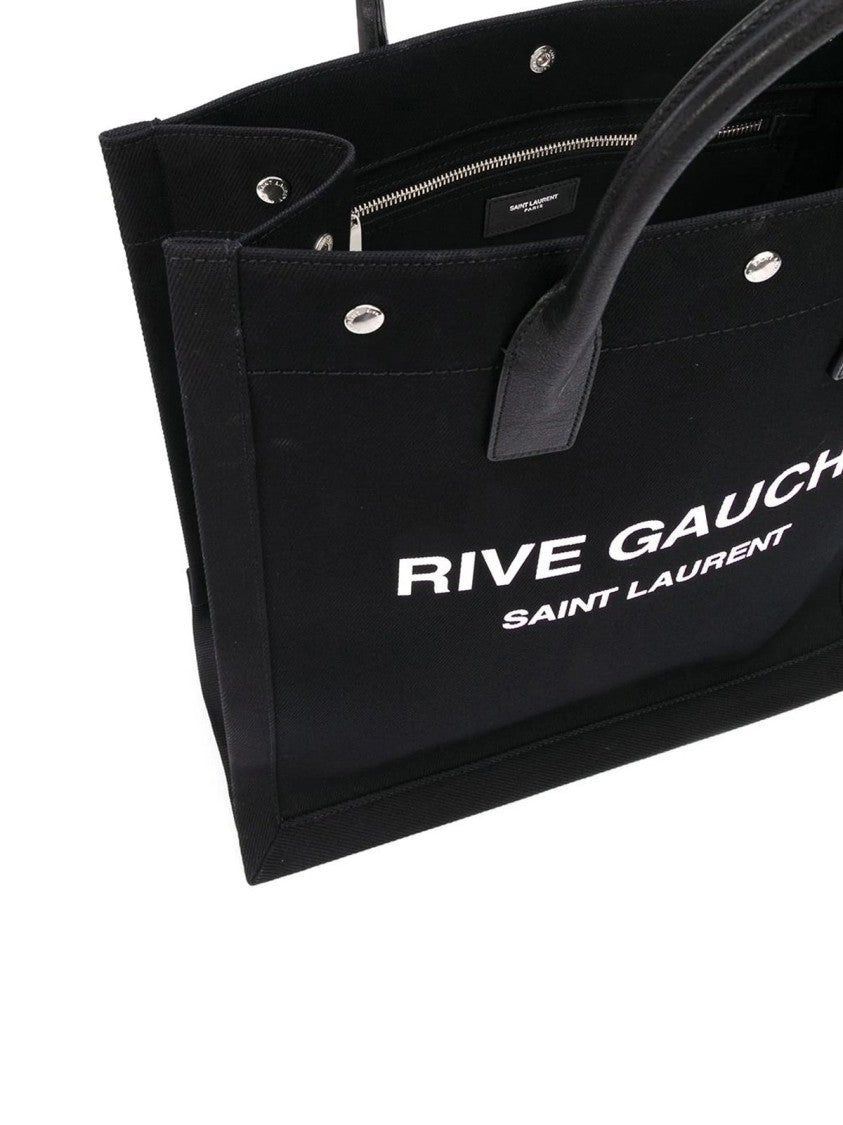 Saint Laurent Structured Black Tote Bag With Dual Top Handles