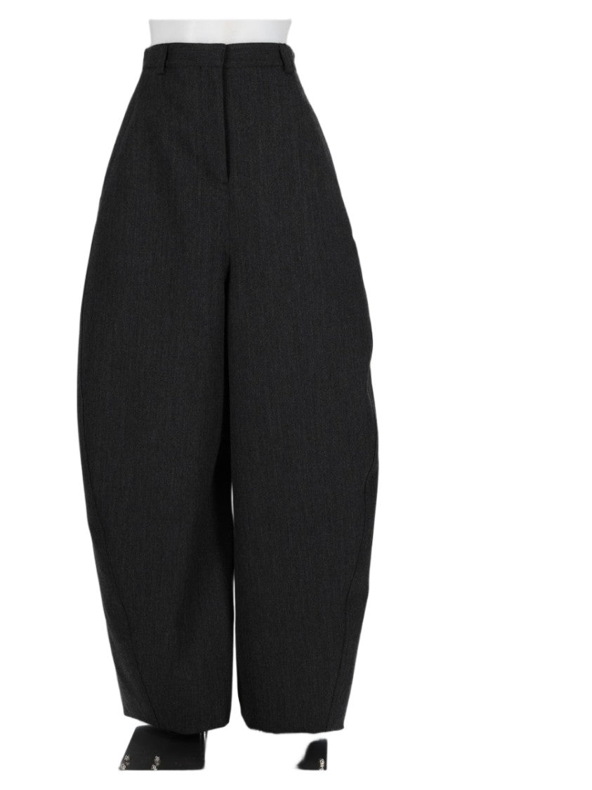 Balenciaga Grey Structured High-Waist Wool Wide-Leg Pants