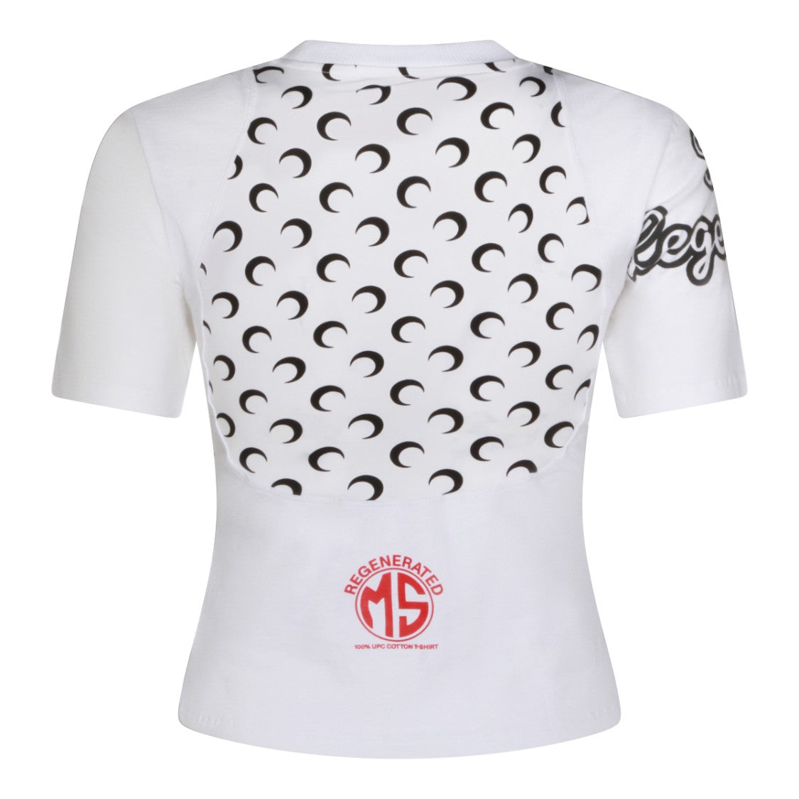 Marine Serre Fitted White T-Shirt With Crescent Moon Patterns