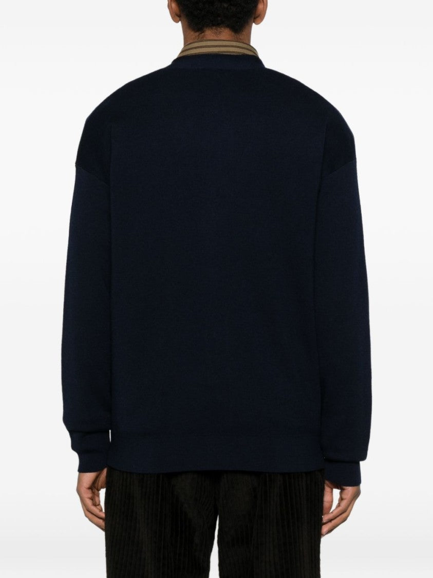 Drôle De Monsieur Dark Navy Merino Wool Cardigan