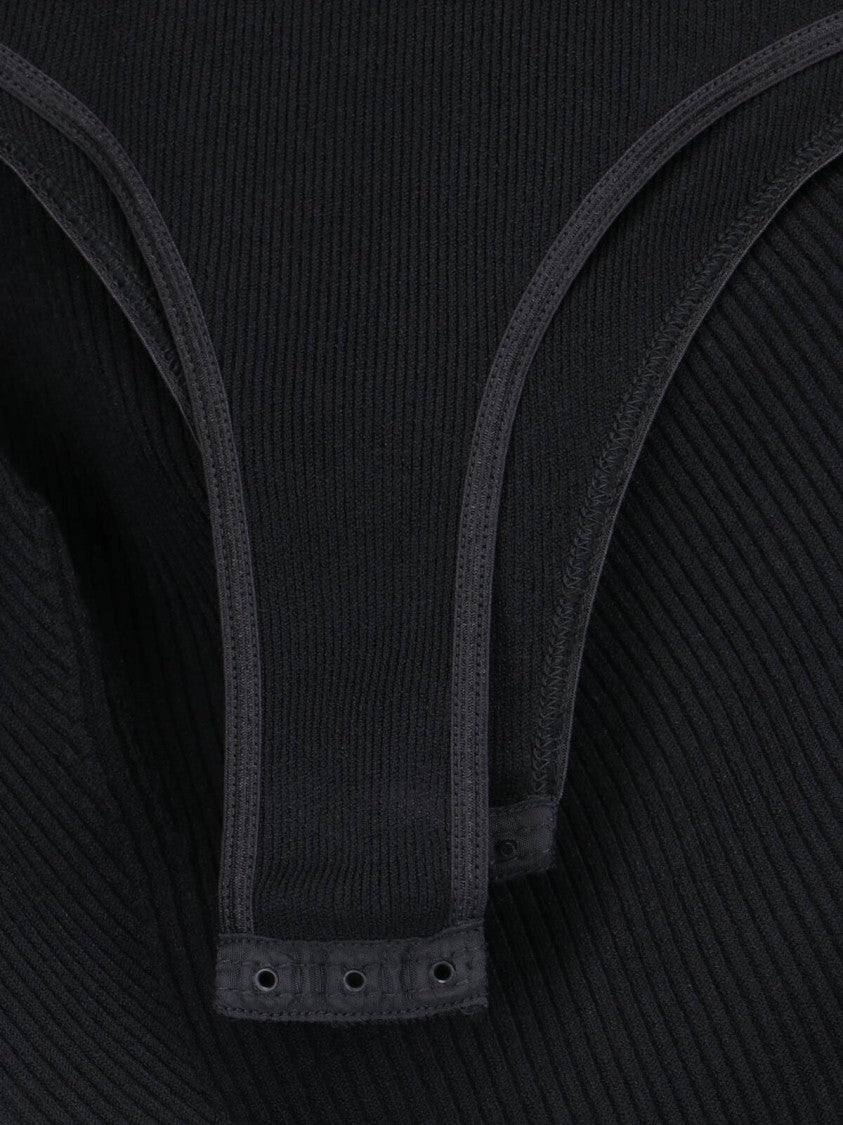 Alaïa Ribbed Black Bodysuit With High Neck