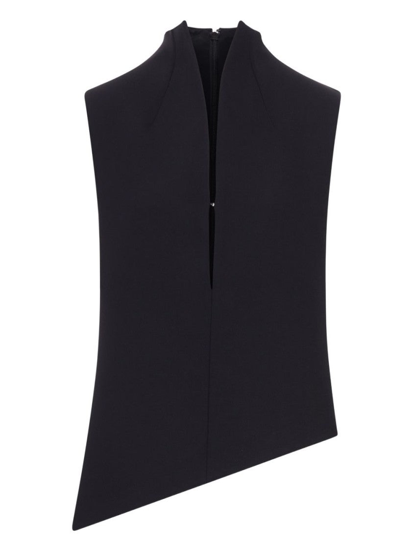 Khaite Asymmetrical Hem Top With Sculptural Stand-Up Collar