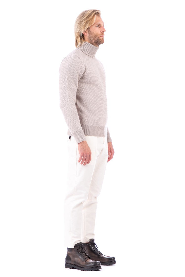 Lardini Diagonal Wool Turtleneck Sweater