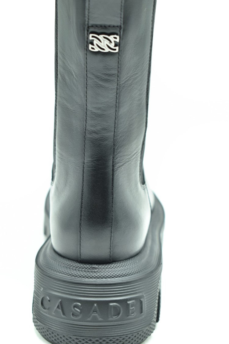Casadei Minimalist Black Ankle Boots Chunky Sole