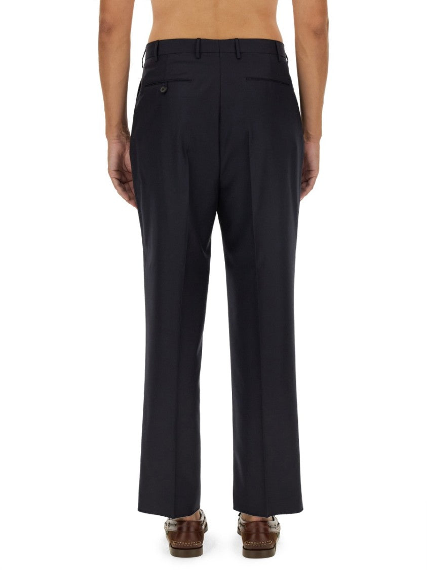 Etro Tailored Black Wool Pants With Sharp Pleats