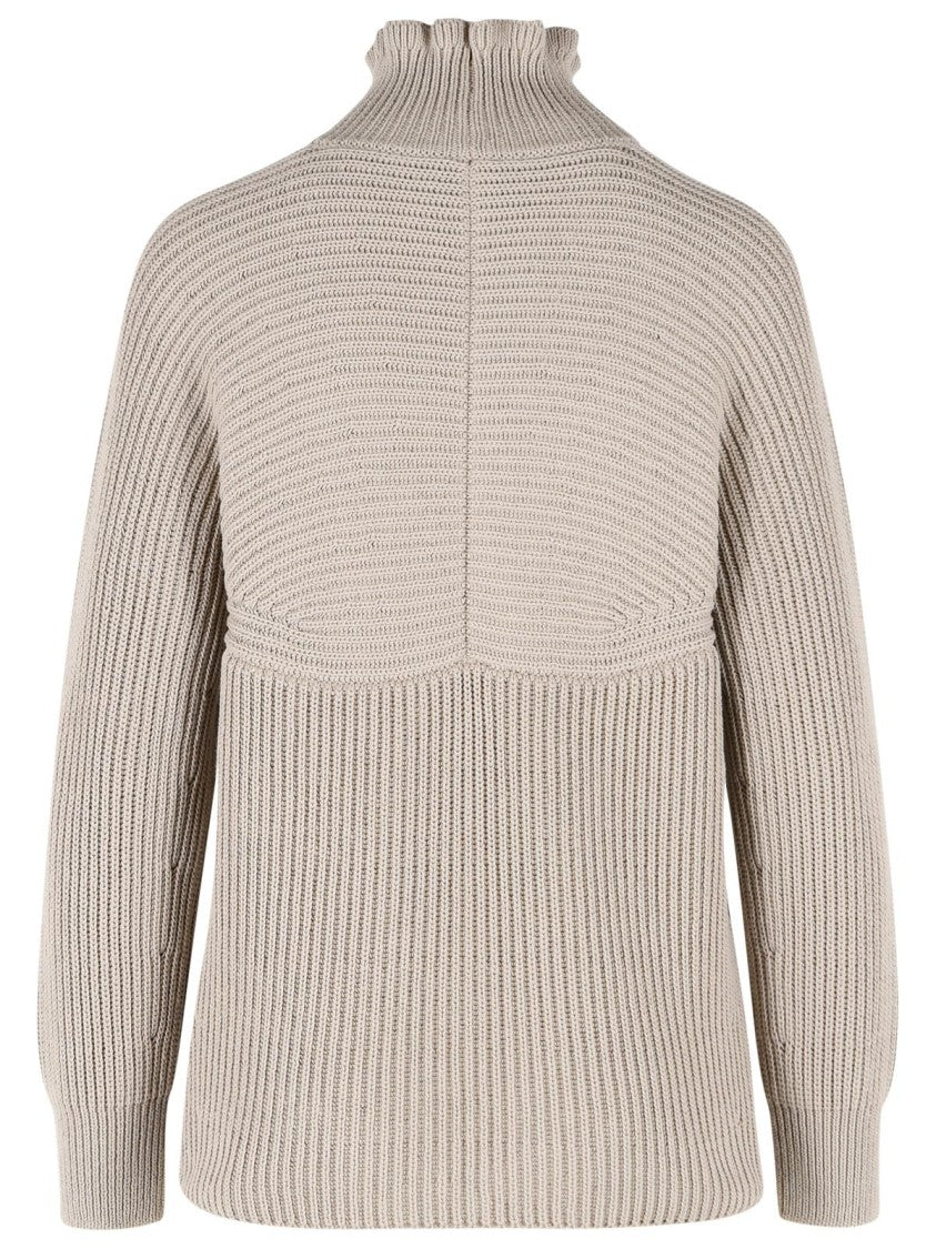 Max Mara 'Camino' Oversized Sand Cotton Cordonetto Sweater