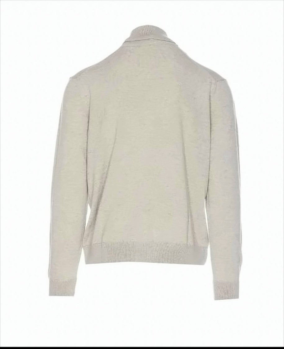 Maison Kitsuné Ribbed Collar Wool Sweater With Embroidered Fox Emblem
