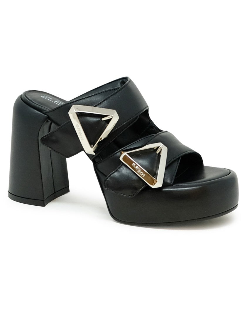 Elena Iachi Black Leather Sandals
