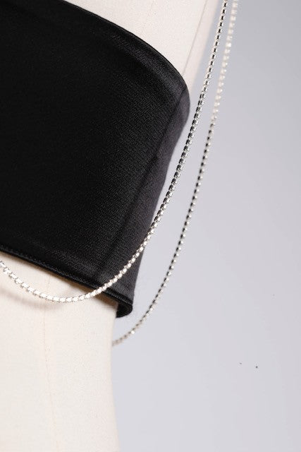 Hamoulet Cropped Halter Neck Tank With Open Back And Silver Chain Detailing